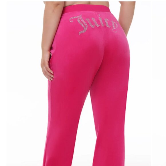 NWT Juicy Couture OG Big Bling Embellished Velour Track Pants Hot Pink 1X - Picture 1 of 11